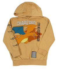 Hnědá mikina s Charizardem a kapucí - Pokémon