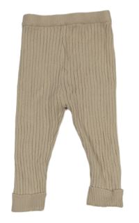 Béžové žebrované pletené tepláky Nutmeg