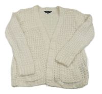 Smetanový chlupatý svetrový cardigan New Look