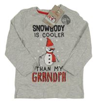 Nové - Šedé melírované triko se sněhulákem a nápisem Nutmeg