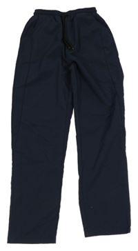 Tmavomodré šusťákové kalhoty Shein