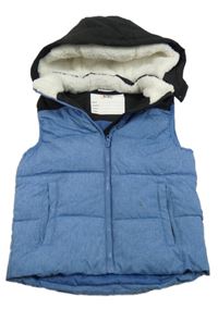 Modro-černá šusťáková zateplená vesta s kapucí Infinity Kids