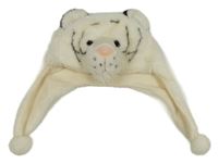 Smetanová kožešinová čepice - tygr