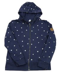 Tmavomodrá květovaná propínací mikina s kapucí Yigga