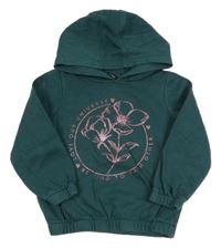 Tmavozelená mikina s květinami a kapucí George