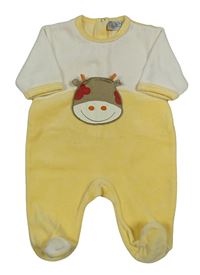 Bílo-žlutý sametový overal s krávou