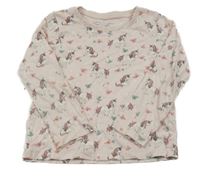 Růžové triko s jednorožci a motýly Primark
