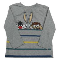 Šedo-barevné triko s Looney Tunes a pruhy George