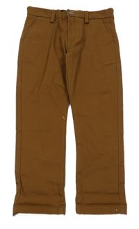 Hnědé plátěné chino slim fit kalhoty Next