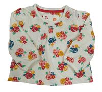 Smetanové květované triko Tu