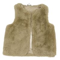 Hnědá kožešinová podšitá vesta E-Vie