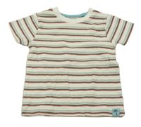 Smetanovo-zelenošedo-tmavošedé pruhované žebrované tričko Nutmeg