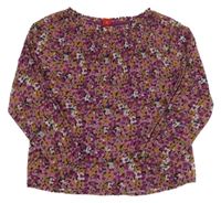 Vínovo-starorůžovo-hnědá květovaná šifonová halenka S. Oliver