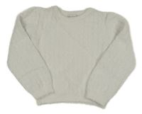 Bílý vzorovaný chlupatý svetr C&A