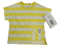 Nové - Žluto-bílé tričko s kapsou Mamas&Papas