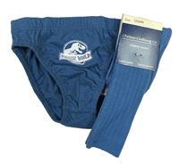 2set - Modré slipy s dinosaurem - Jurský svět + ponožky