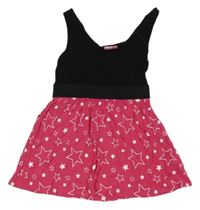 Černo-fuchisová lehká šatová tunika s hvězdami Pepperts