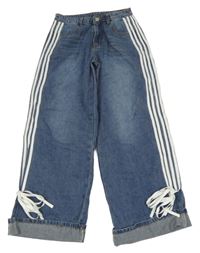 Modré široké rifle pruhy a mašlemi Shein