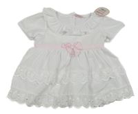 Nové - Bílá šatová tunika s madeirou a mašlí