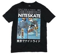 Černé tričko s klukem C&A