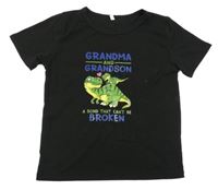 Černé tričko s dinosaury a nápisem