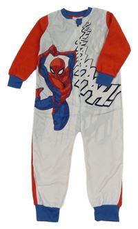Světlešedo-bílo-červený fleecový overal se Spidermanem Marvel