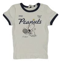 Bílé žebrované crop tričko se Snoopym H&M