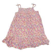 Růžovo-barevné květované lehké šaty Primark