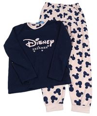 Tmavomodro-růžové fleecové pyžamo s Mickeym Primark