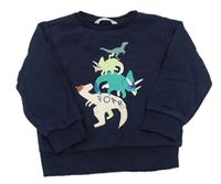 Tmavomodrá mikina s dinosaury zn. M&S