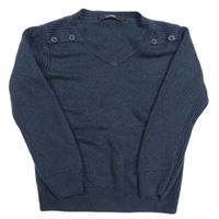 Tmavomodrý lehký svetr s knoflíky 