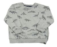 Šedá melírovaná mikina s dinosaury zn. F&F