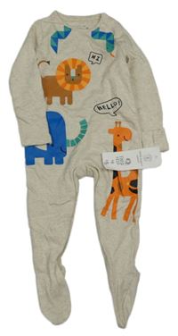 Nové - světlebéžový melírovaný overal se zvířaty F&F