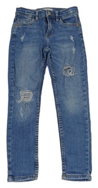 Modré skinny rifle s dírami Zara