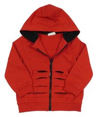 Červená propínací mikina s děrovanou kapsou a kapucí Coccodrillo