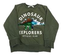 Khaki mikina s dinem z flitrů H&M