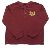 Vínové žebrované triko s výšivkou George