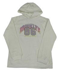 Bílá mikina s nápisem a kapucí Primark