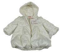 Nové - bílá šusťáková zimní bunda s kapucí 