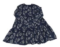 Tmavomodré vzorované šaty s jednorožci F&F