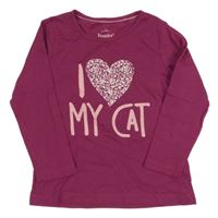 Tmavorůžové triko s nápisem a srdcem Lupilu