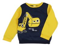 Tmavomodro-žlutá mikina s bagrem Kiki&Koko