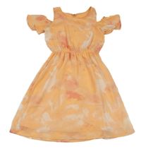 Meruňkové batikované šifonové šaty Page one young