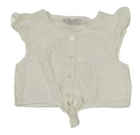 Bílý madeirový crop top s uzlem Primark