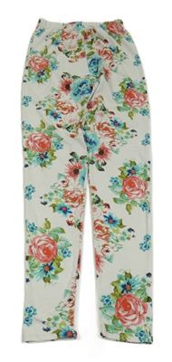 Smetanovo-barevné květované legíny 