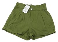 Nové - zelené paperbag riflové kraťasy Denim Co.