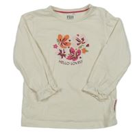 Smetanové triko s květinami 