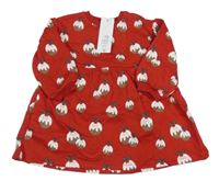 Nové - červené teplákové šaty s obrázky F&F