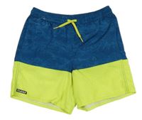 Petrolejovo-neonové plážové kraťasy Decathlon