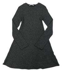Tmavošedé žebrované svetrové šaty Primark